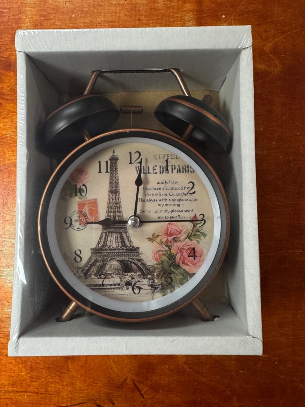 Paris Eiffel Tower Alarm Clock Vintage Retro Twin Bell Loud Alarm Desk Decor - Picture 4 of 4